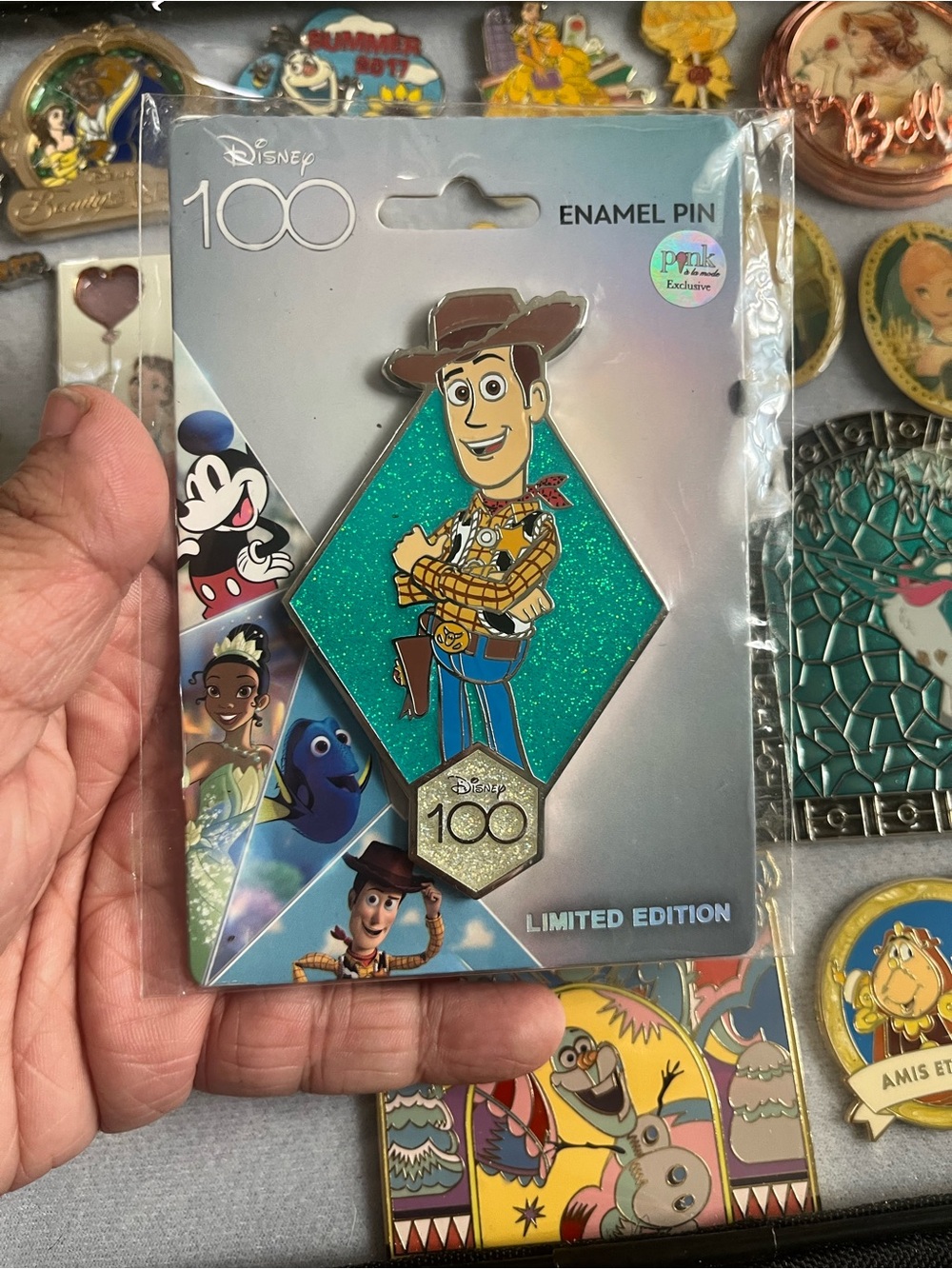 DISNEY PIN Pink A La Mode WOODY Toy Story 100 YEARS Series JUMBO LE 300 NEW 3"